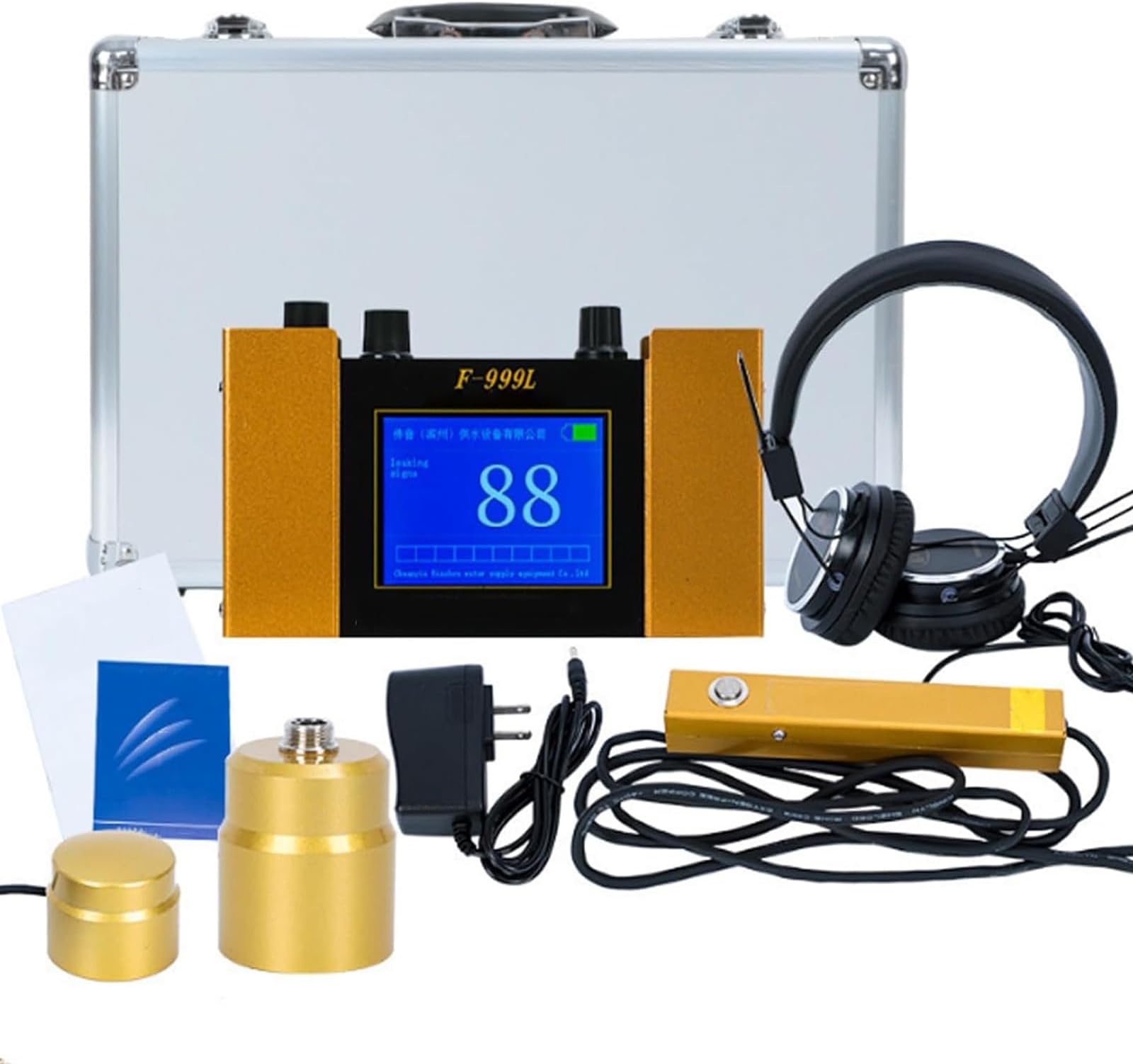 Water Leak Detector - Professional Underground Pipe Leak Detection Tool with 3m Depth & 4 Adjustable Frequencies, Includes Audio Listening Headphones for Heating Systems