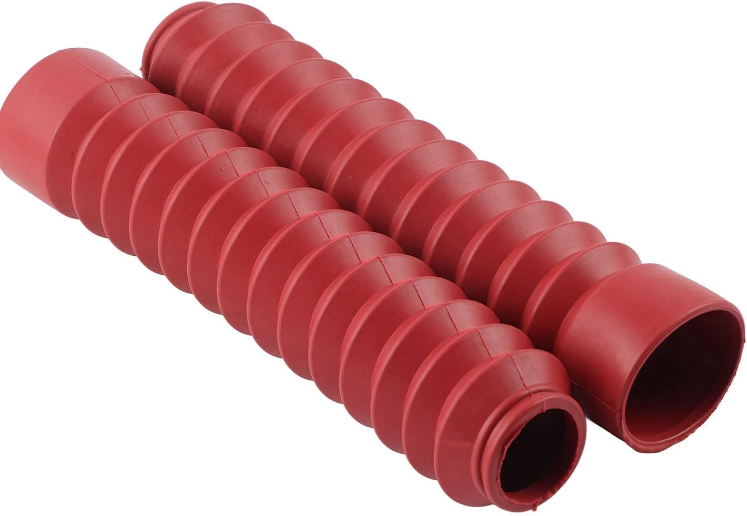 EVGATSAUTO Front Fork Cover, 2 pcs Rubber Material 205 x 42mm/8.07'' x 1.65''Motorcycle Front Fork Cover Gaiters Boots Shock Damping Dust Cover(Red)
