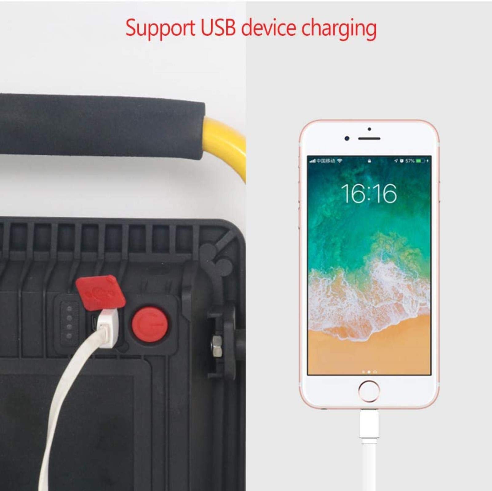 Luz de trabajo LED recargable, reflector USB con mando a distancia, 3 modos regulables, IP66 impermeable, portátil para jardín al aire libre, camping, viajes