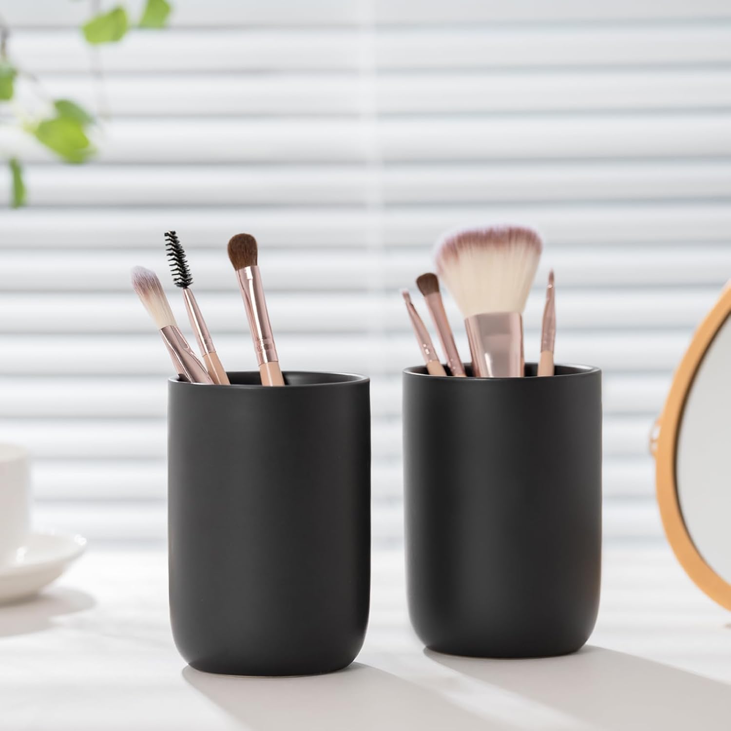 Bathroom Ceric Toothbrush Cup, Matte Bla Toothbrush Cup Holder,