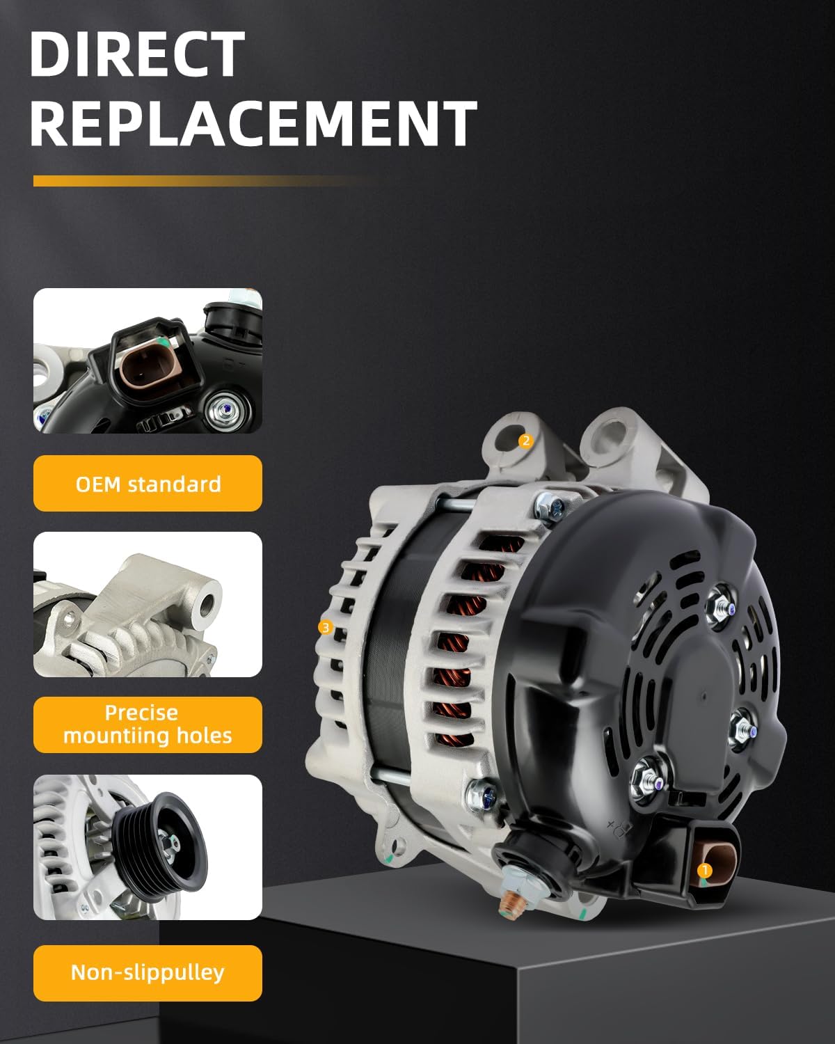 OCPTY Alternators Alternator 2017-2020 for Jaguar F-Pace F-Type XE XF XJ XJR XJR575 XK XKR XKR-S,for Land Rover LR4 Autobiography HSE Range Rover,12V 150Amp 6-Groove Pulley,Replaces 104210-5360