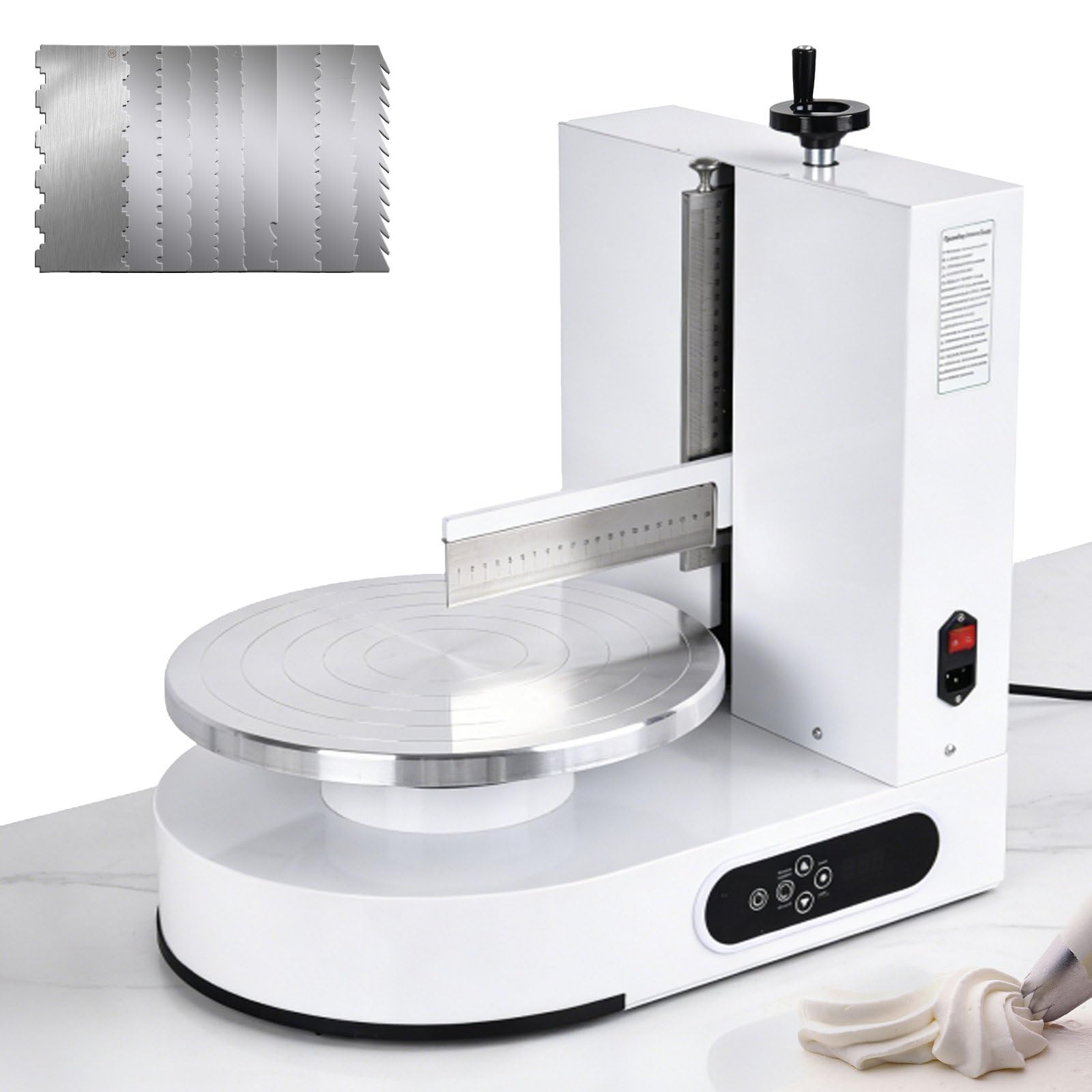 Machine À Décorer Les Gâteaux 200w, Machine Automatique D'étalage Crème pour Gâteaux, Machine À Glacer Les Gâteaux 4 À 12 Pouces, 60 À 320 TR/Min, avec Kit Lisseur Et Racloir À Gâteaux