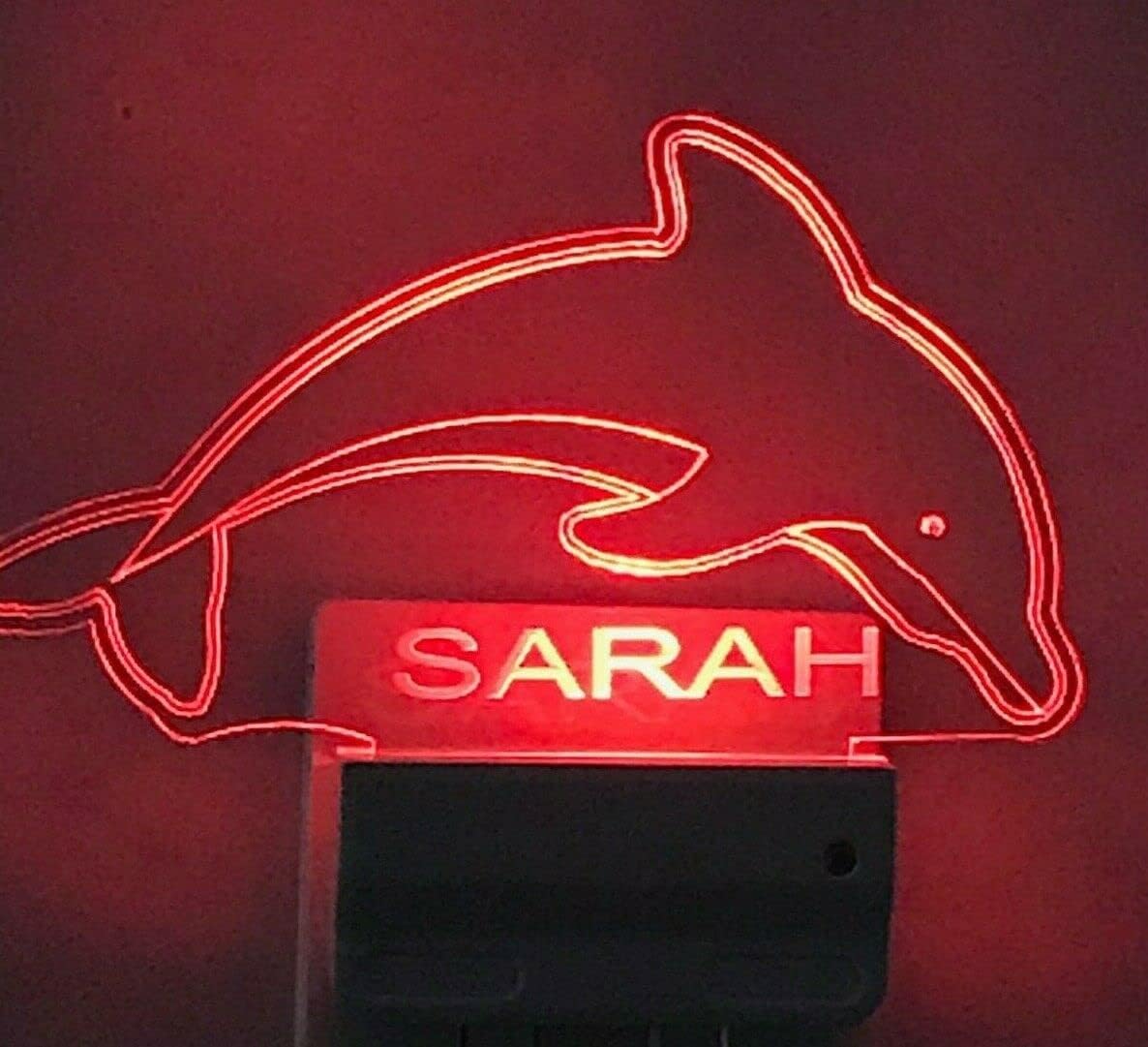 MIRROR MANIA Dolphin Night Light Multi Color Personalized LED Plug-in, Ultra-Slim Cool-Touch Night Light with Smart Dusk to Dawn Sensor, Children's Bedroom Kitchen, Bathroom, Hallway Night Light