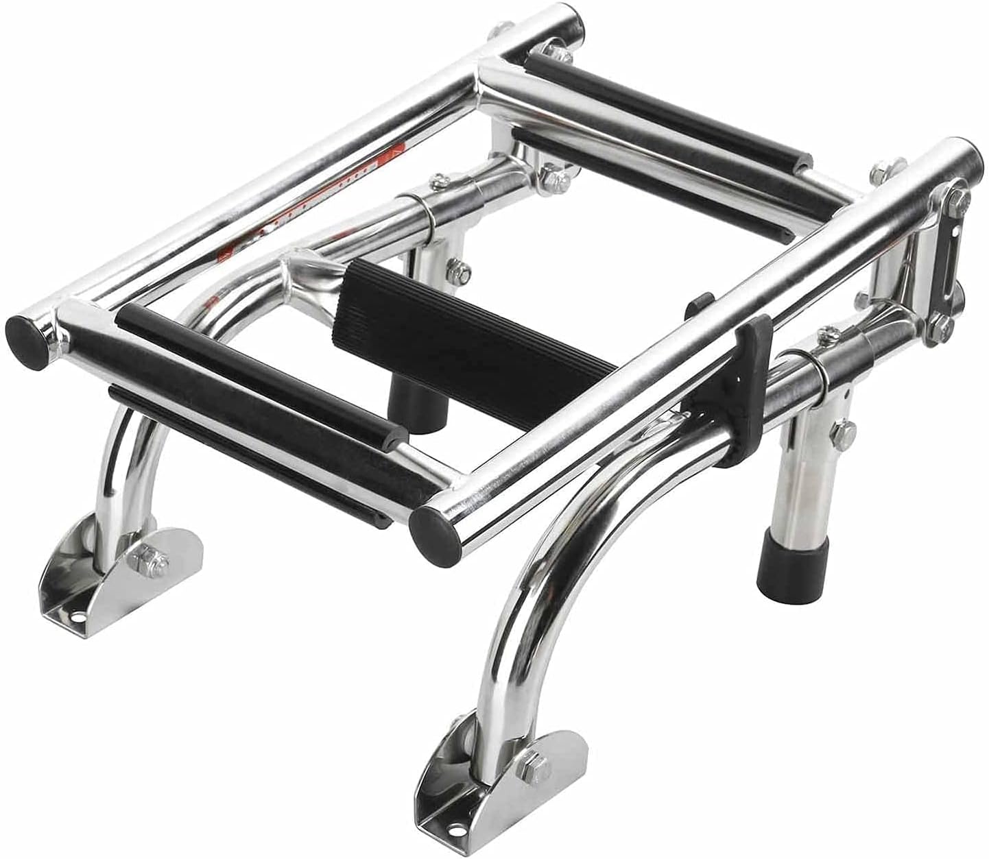 Small Side Boat Ladder 4 Steps for Fishing Boat, Folding Pontoon Dock Ladder with Mount Fittings, Heavy Duty Flip-up Marine Yacht Stern Ladder