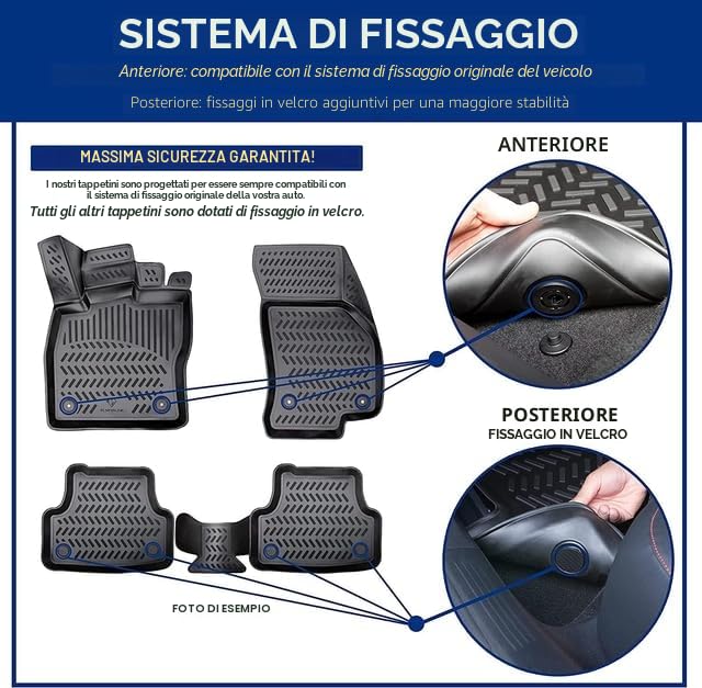 ELMASLINE 3D Tappetini Gomma per Peugeot 208 Hybrid (2023-2026) | Bordo Extra Alto | Tappetini Auto