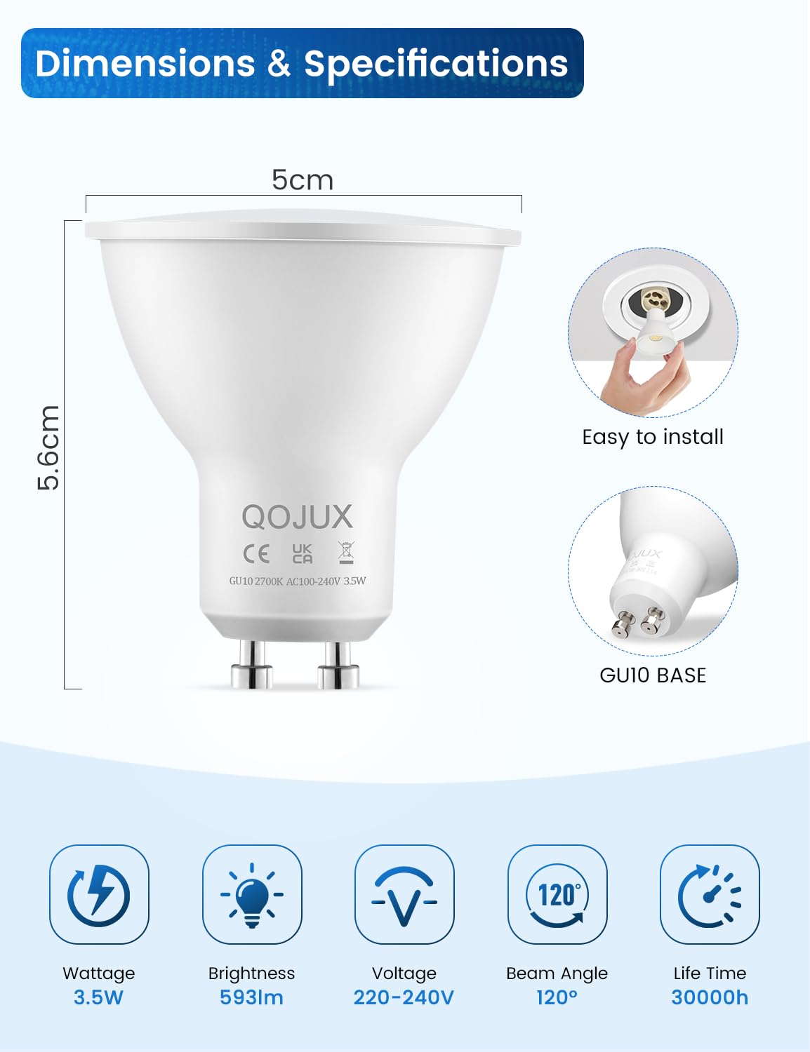 QOJUX GU10 LED Bulbs - Image 2