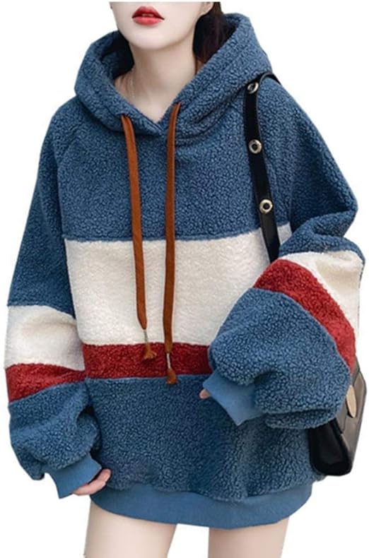 Amazon Geschesk レディース パーカー ボア 長袖 フード付き ボア トレーナーパーカー ロングパーカー 冬 厚手 プルオーバー トップス もこもこ ボアアウター 韓国風 ゆったり おしゃれ 秋 冬 春 トレーナー パーカー 通販