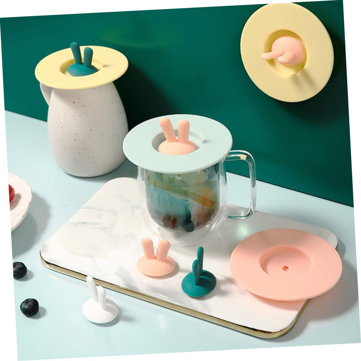 IMIKEYA 6pezzi Coperchi Silicone Multi-funzione Per Tazze Resistente Alle Alte Temperature Adatto Per Bevande Calde e Fredde Colori
