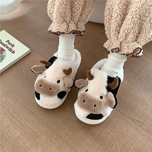 XIXITIAO Slippers For Women,Cow Slippers,Womens Fuzzy Slippers,Cute Animal Cartoon Fluffy Plush House Slippers For Women Men Indoor2