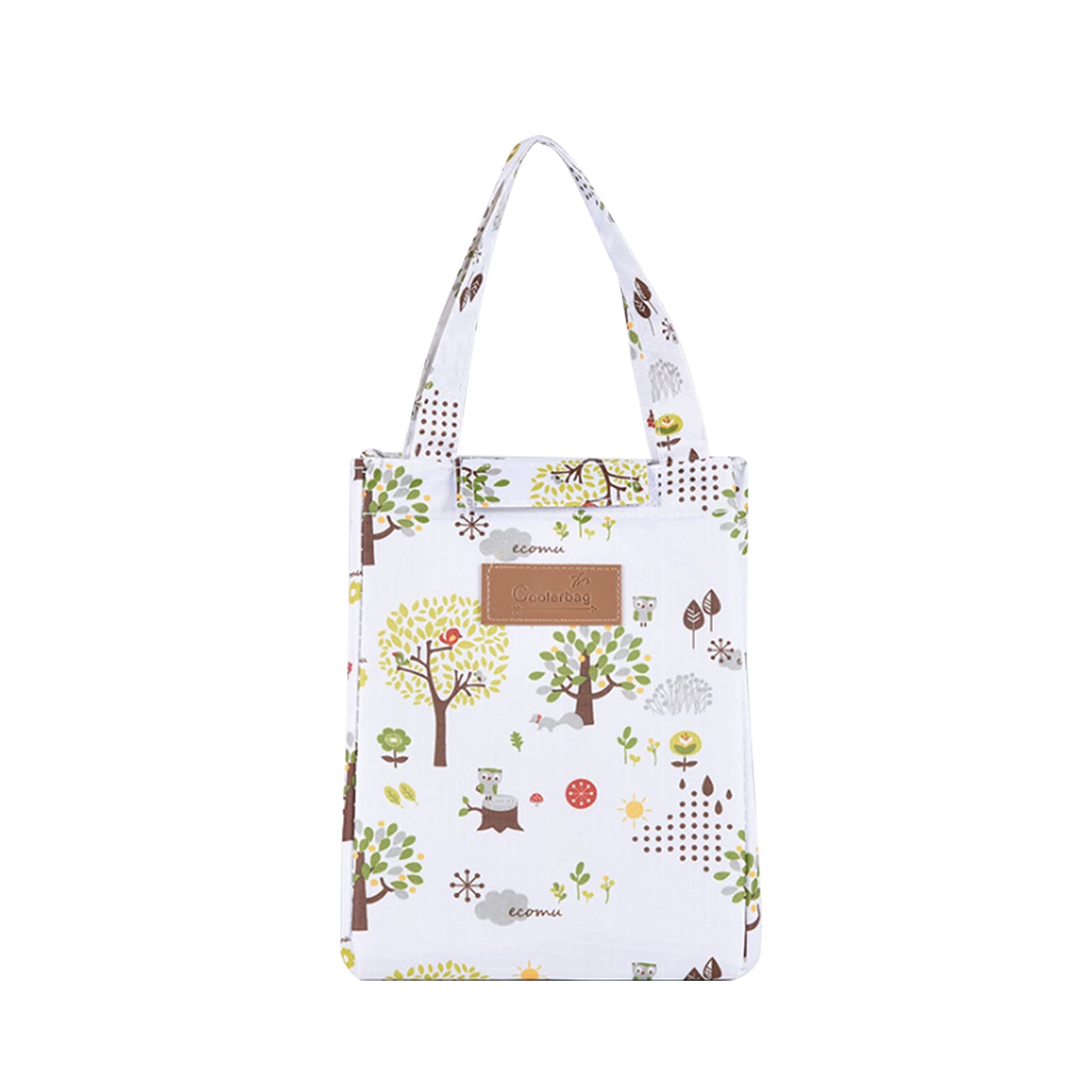 Insulated Lunch Bag with Inner, Pocket Printed Canvas Fabric Reusable Cooler Tote Box for Ladies Woman Man School Work Picnic