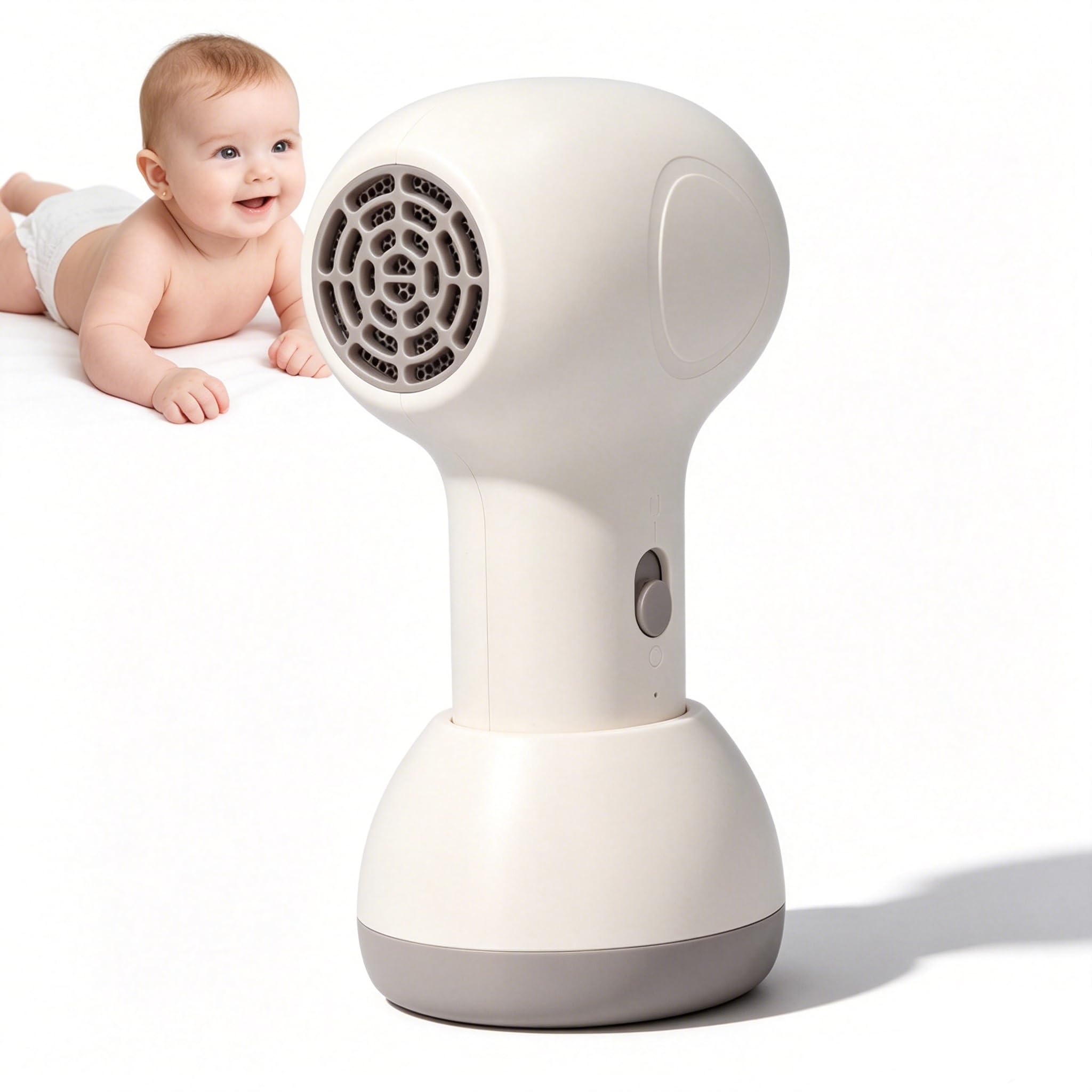 Asciugacapelli per bambini a corda, 2 velocità a basso rumore ricaricabile per il corpo pieno ricarica ricarica per capelli da viaggio per pannolino e corpo pieno (Bianco latte e marrone)