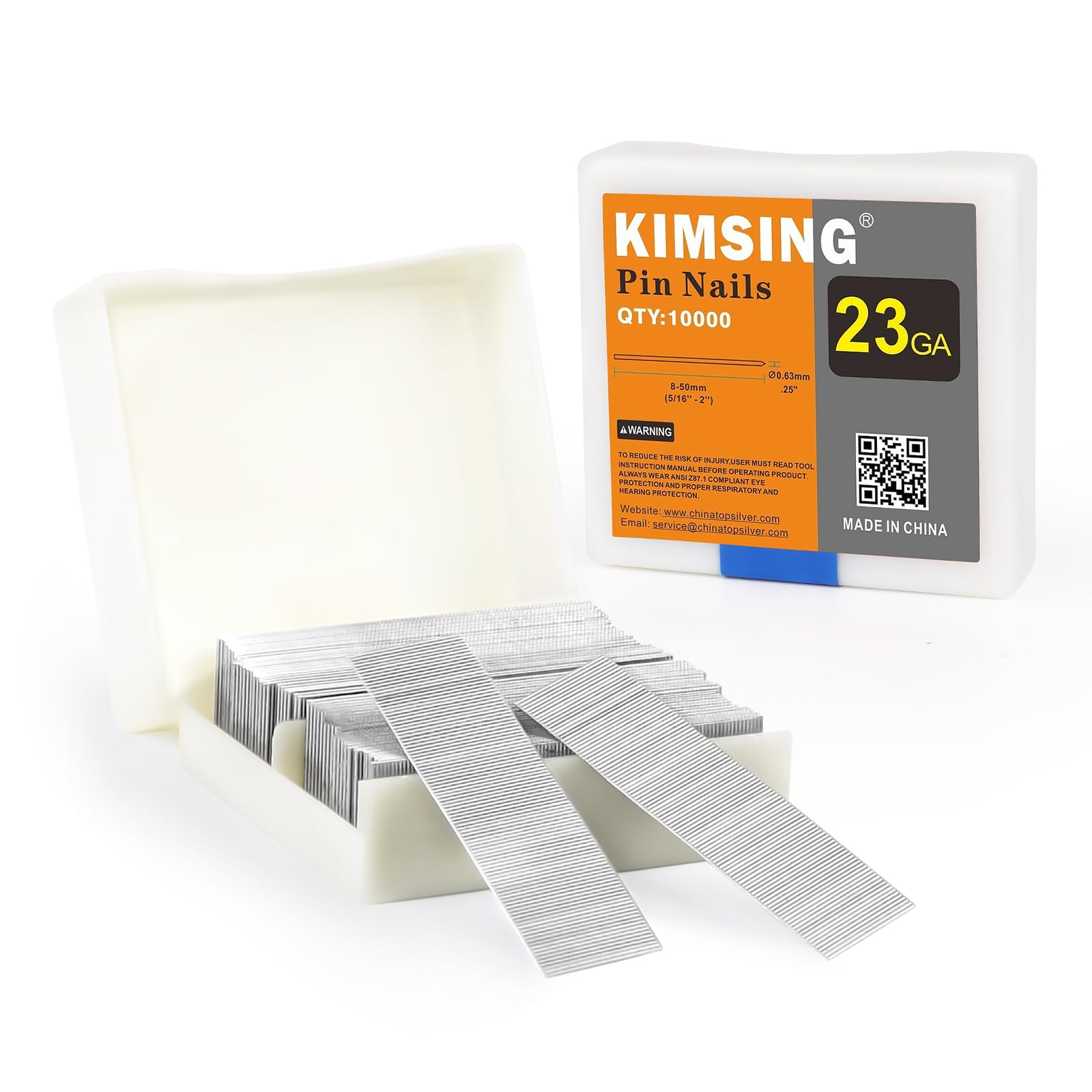 P620SS 23 Gauge 20mm Pin Nails, Stainless Steel, 9000 PCS/Box, Nails for Air Power Pin Nail Gun, Micro Pinner for Cabinets, Light-Duty Wood Work, DIY