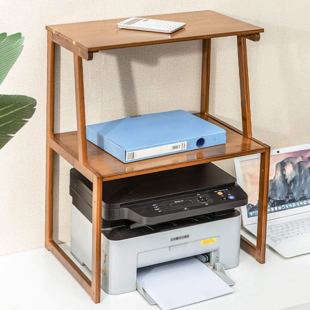 Stojak na drukarkę do drukarki stojak na drukarkę stacjonarną Dual Storage Półka na książki Uchwyt na dokumenty Home Office Fax Skaner (Bamboo) Stojak na drukarkę (B)