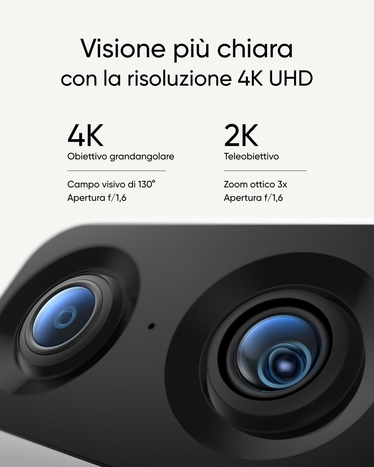 eufy Security Indoor Cam S350, telecamera con due obiettivi di sicurezza con risoluzione 4K UHD con zoom 8× e PTZ a 360°, ideale per baby monitor/telecamera per animali domestici/sicurezza domestica