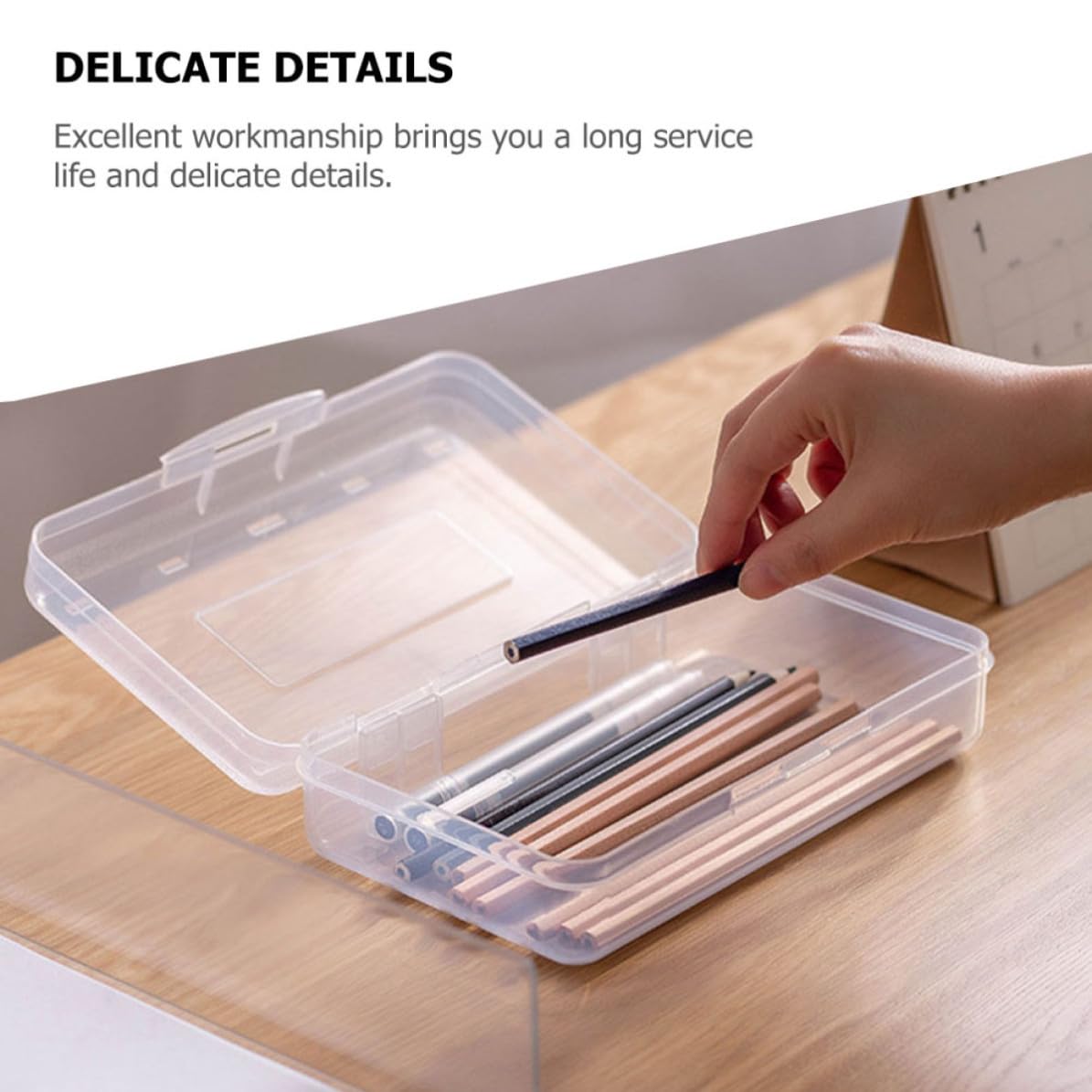 POPETPOP Set da 6 Scatole Impilabili in Plastica Pp Trasparente, Organizer Penne e Astuccio per Cancelleria, per Festa Scuola Decor e Ufficio