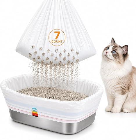 Sifting Litter Box Liners, 7 Count Drawstring Cat Litter...