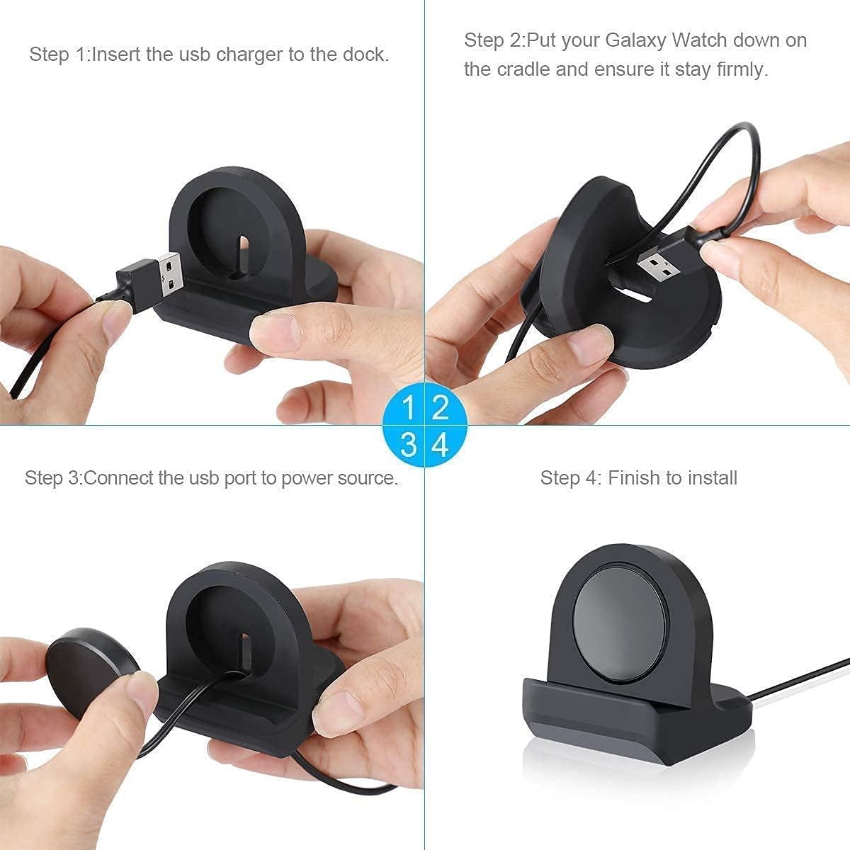 Stand & 2 Pack Charger Compatible with Samsung Galaxy Watch 3 Active/Active 2 : Cell Phones & Accessories