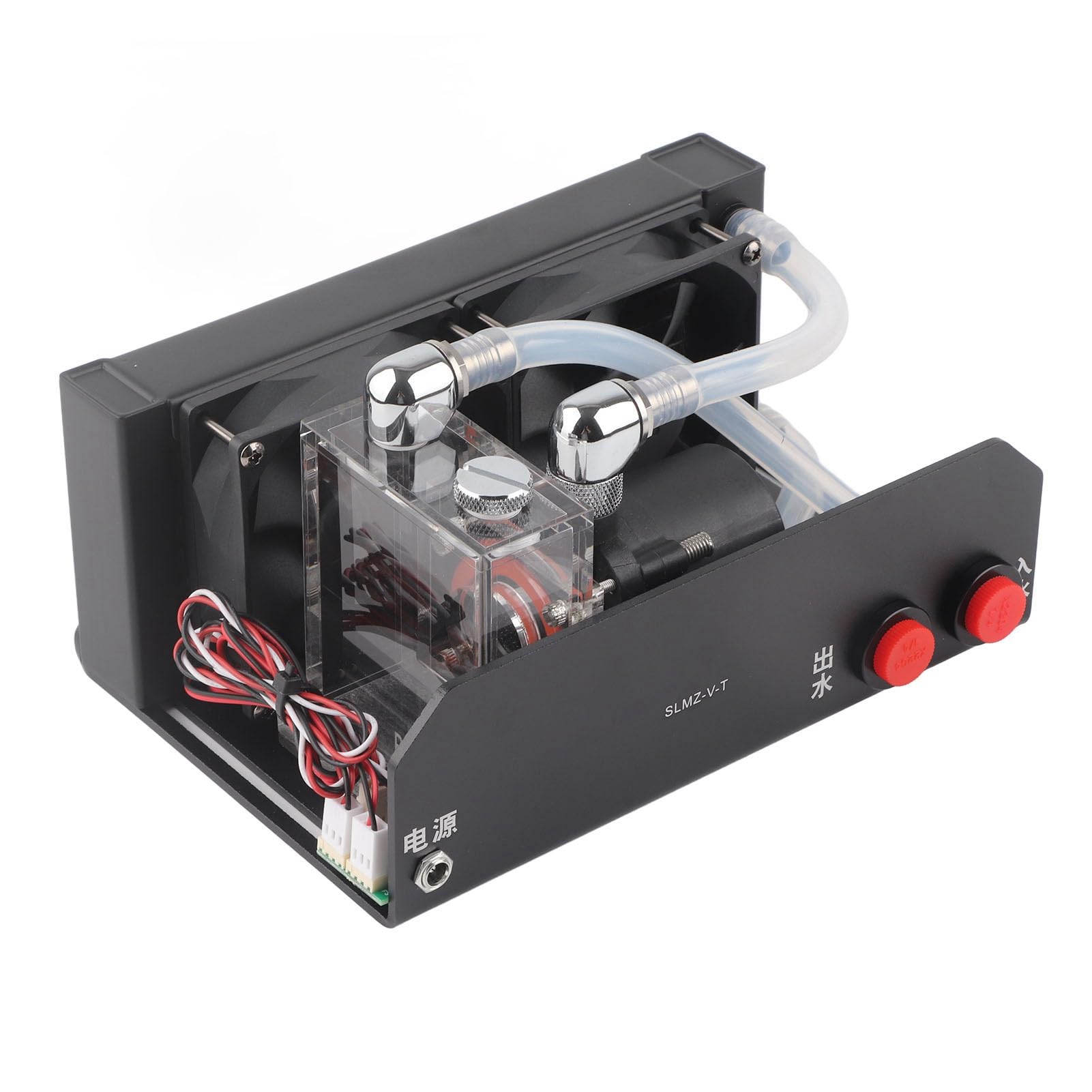 Topiky Bomba de Enfriamiento de CPU, Bomba de Enfriamiento de Agua de 600L/H, de de PC Silenciosa de 4 Pines con Puerto D de Rosca G1/4 de Doble Ventilador para Computadora de Escritorio