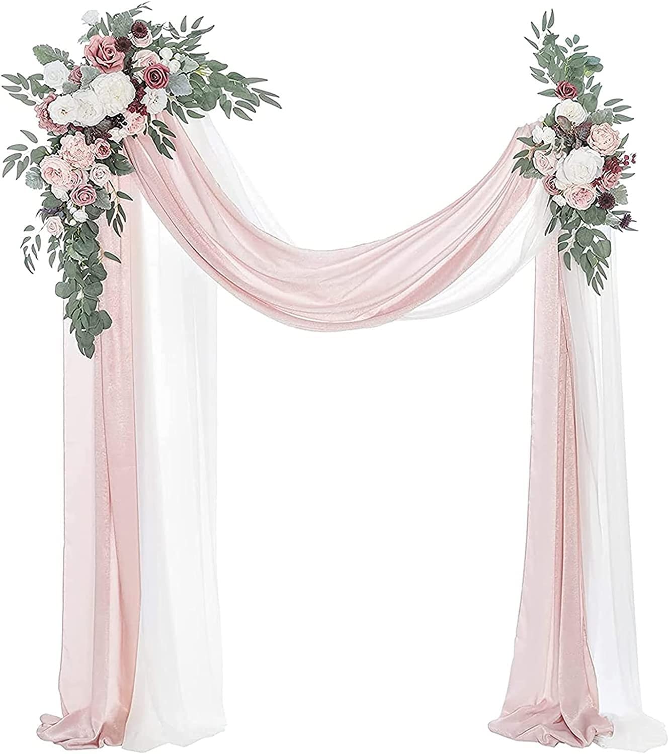 Künstlicher Hochzeitsbogen, Blumen- und Vorhänge-Set, for selbstgemachte Hochzeitszeremonie, Empfang, Laube, Hintergrund, Party-Dekoration(Pink B)