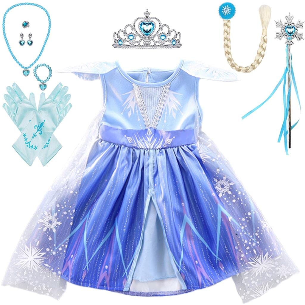 Lito Angels Baby Girls Princess Snow Queen Costume Party Fancy Dress Up with Cape and Accessories Age 12-18 Months Blue 267