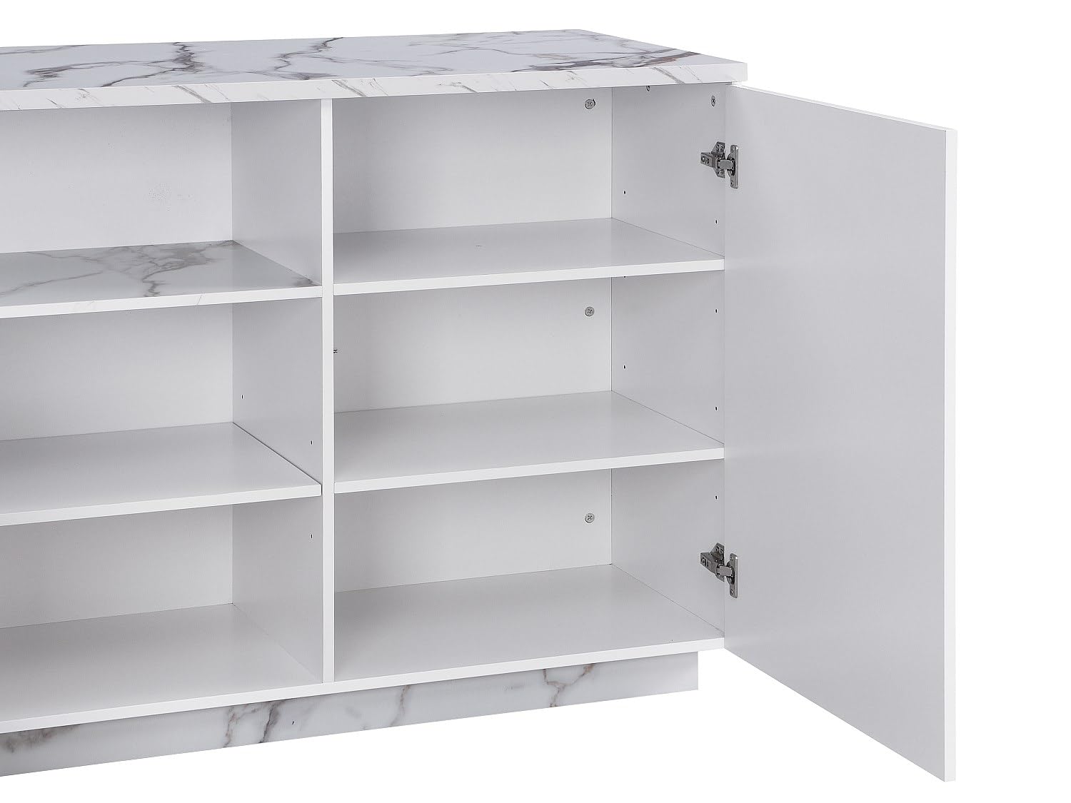 Venta-Unica - Isla de Cocina con 2 Puertas y 1 Estante de MDF - Efecto m·rmol Blanco - CORELINA