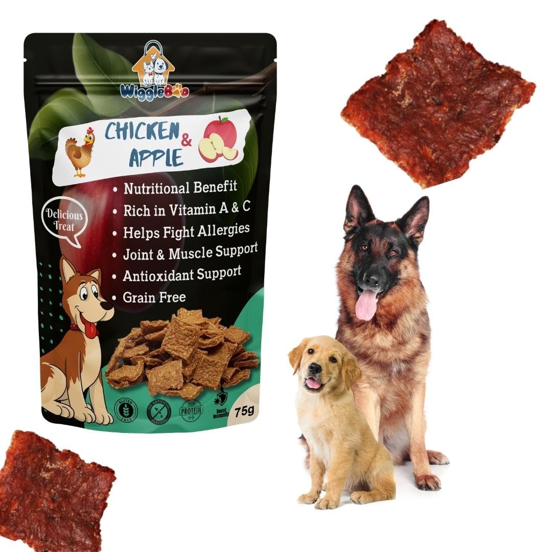 See full amazon price history chart for WiggleBoo Chicken & Apple Dog Treat | Protein Rich | Great Antioxidants | Crunchy Healthy Snacks | 75g WiggleBoo Chicken & Apple Dog Treat | Protein Rich | Great Antioxidants | Crunchy Healthy Snacks | 75g (B0BFWDQ8VT) Amazon Price History, Amazon Price Tracker