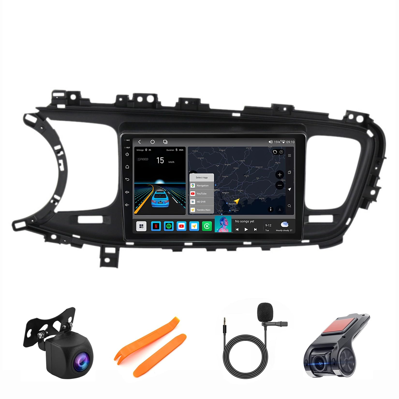 Genérico Estéreo para Coche con Pantalla táctil HD de 10 Pulgadas y Android 12 para KIA Optima K5 (2013-2015): GPS, Carplay, Bluetooth, Controles en el Volante, cámara de visión Trasera AHD, 2+32 GB