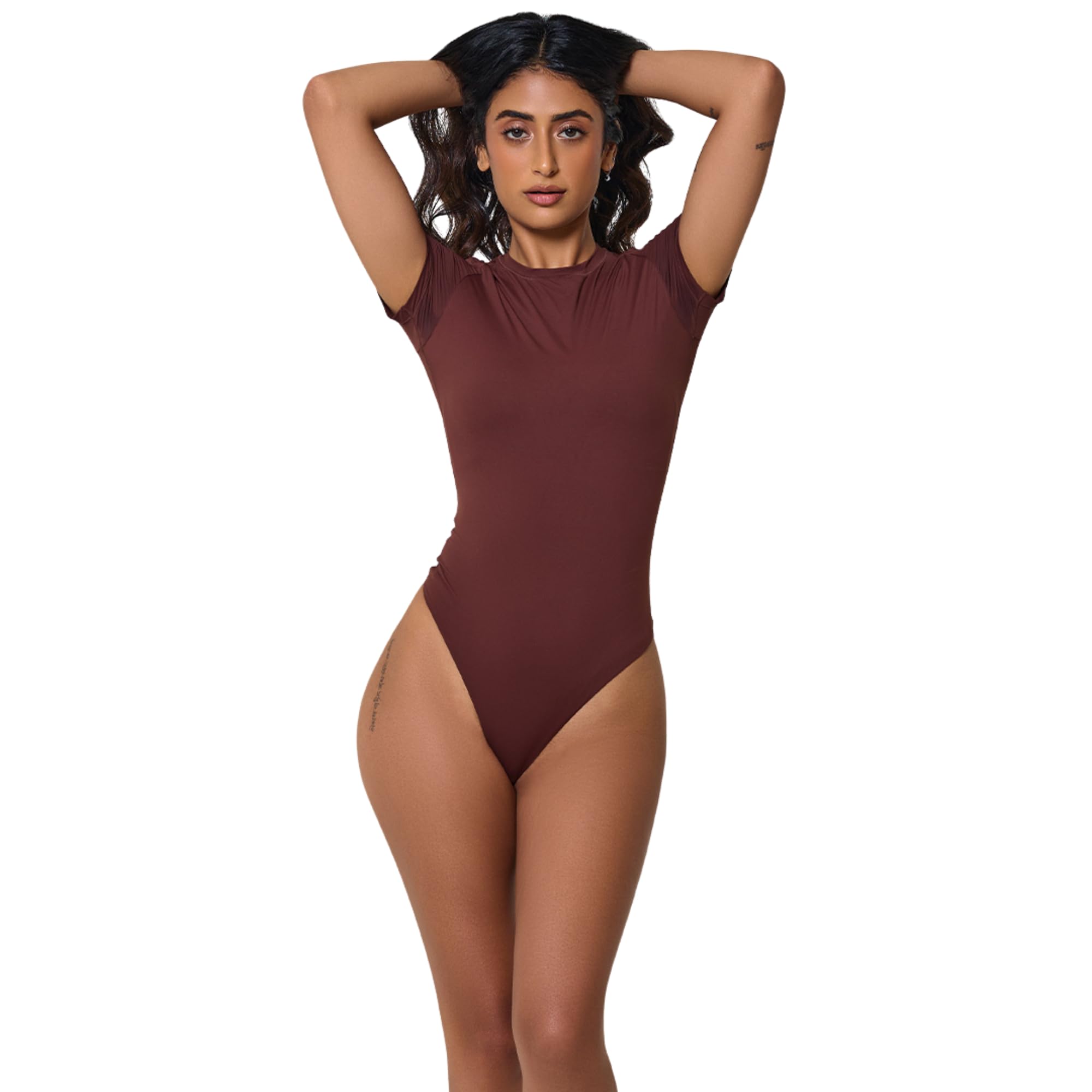Cap Sleeve Bare Bodysuit | Seamless Second-Skin, Invisible Layer for Dresses & Tops, Comfortable Lightweight Base Layer | Bodysuit for Ladies | Slay with Confidence-image-42