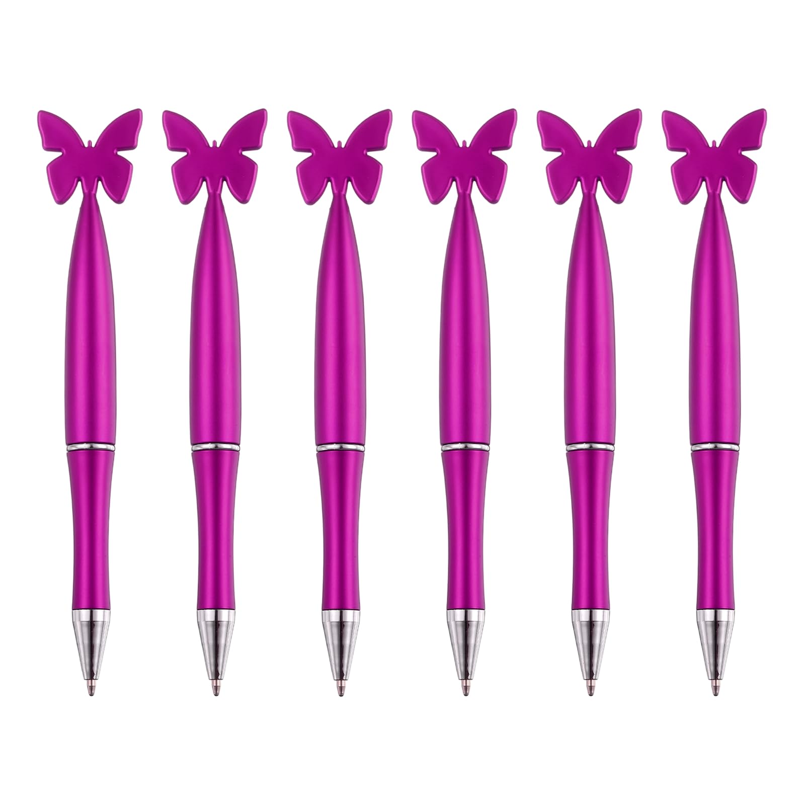 PATIKIL 6 Pcs Butterfly Ballpoint Pens, 1.0mm Tip Cute Twist Writing Pens Black Ink for Home Office Writing Supplies Valentine's Christmas Wedding Party Gifts, Rose Red