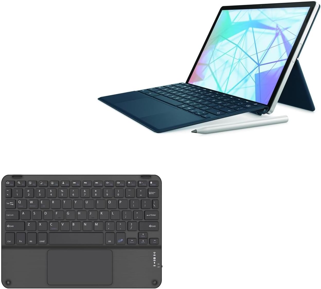 BoxWave Keyboard Compatible with HP Chromebook x2 Detachable (11 in) - SlimKeys Bluetooth Keyboard with Trackpad, Portable Slim TouchPad - Jet Black