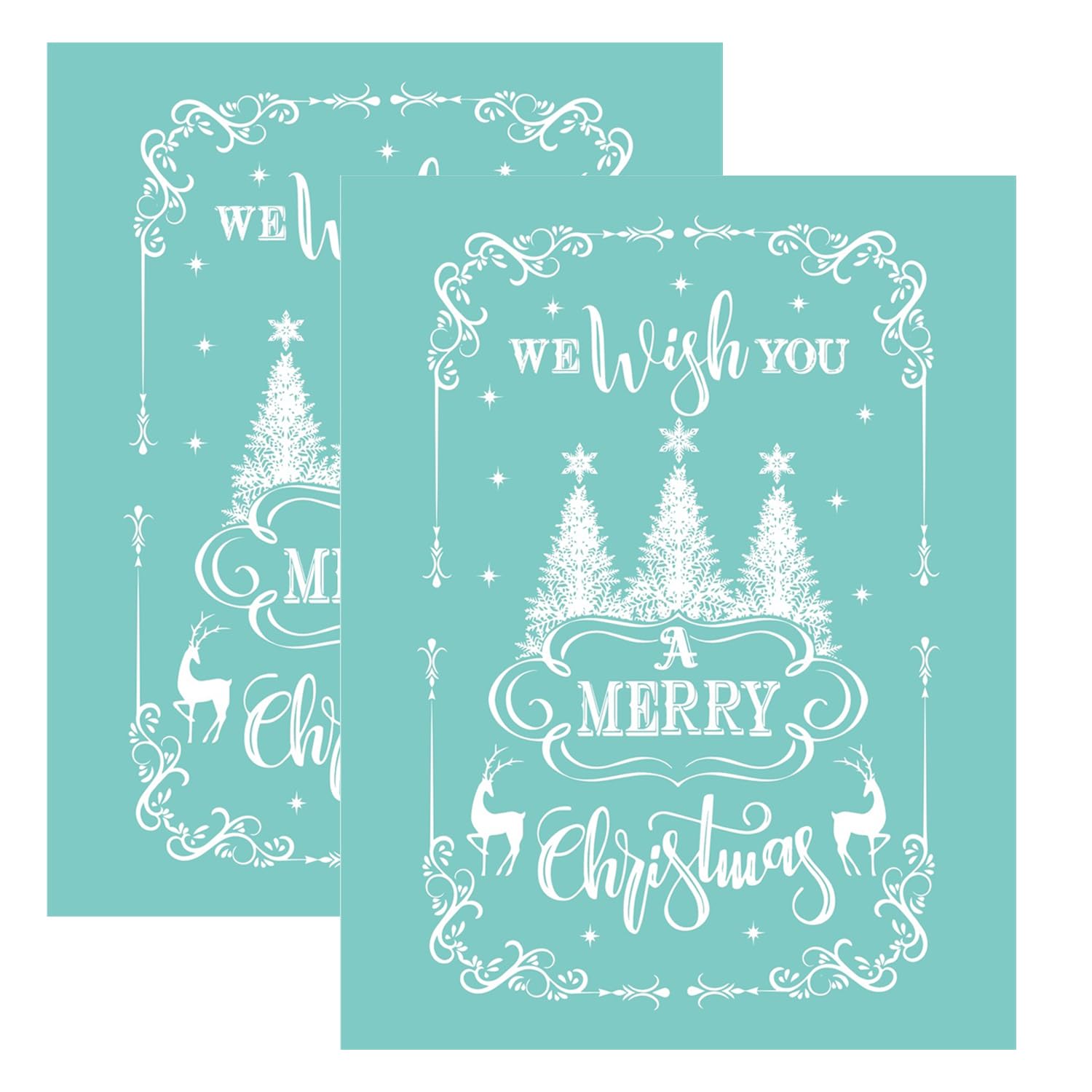 2Pcs We Wish You Silkscreen Stencil,Reusable Self-Adhesive Silk Screen Printing, Home Christmas Season Decorations for Decor/Printing Wood/Fabric/Wall/Cup/Plate/Glass/Paper
