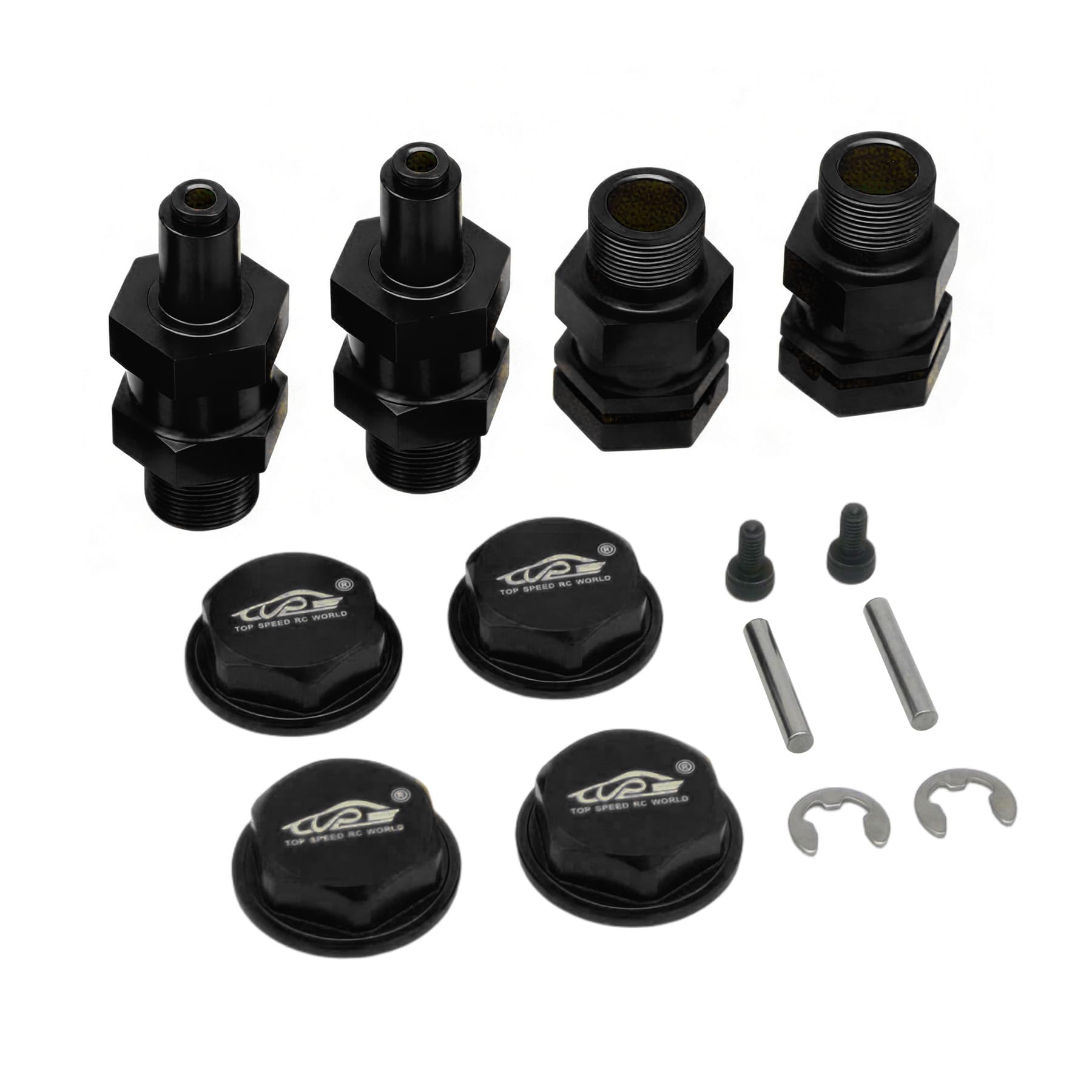 smTSRC 24mm Wheel Nut Caps and Wheel Hex Drive Hub Adaptor Kit for 1/5 Baja Buggy HPI Rovan Rofun Baja 5B 5T 5SC RC Car Parts (Black)
