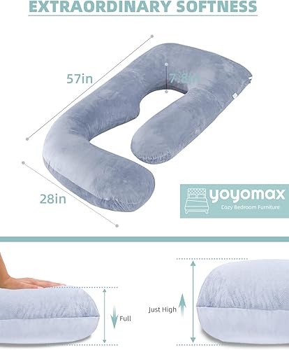 Miniatura 5 de yoyomax Almohadas de embarazo, en forma de U, almohada de maternidad de cuerpo completo, almohada de embarazo de espuma viscoelástica con funda