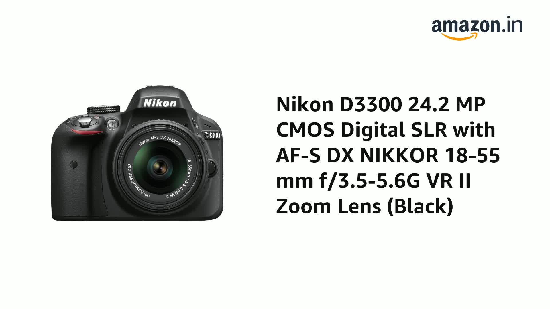 美品！Nikon D3300 Buy Nikon D3300 24.2MP Digital SLR (Black) + AF-P DX NIKKOR 18