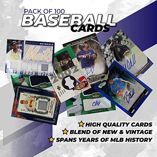 Cosmic Gaming Collections Mlb Baseball Cards Hit Collection Gift Box & Collecting Guide | 100 Official Mlb Cards | Includes: 2 Relic, Autograph Or Jersey Cards Guaranteed | Perfect Starter Set #TOP1