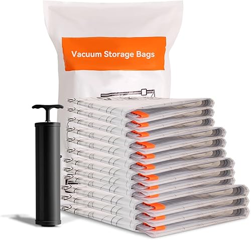 Wevac Bolsa combinada de almacenamiento al vacío (3 jumbo, 3 grandes, 3 medianas, 3 pequeñas) Ahorro de espacio con bomba de mano Sello de doble