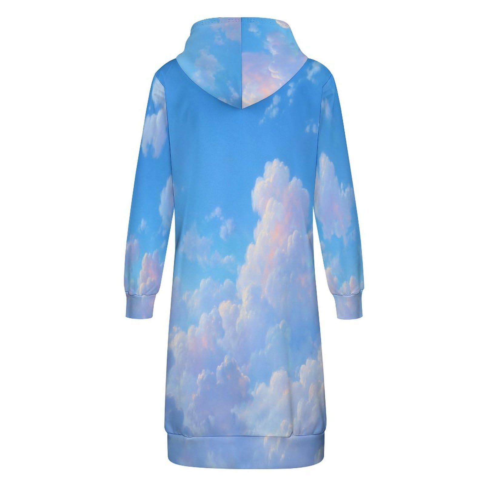 Felpa Donna con Zip Felpe Sportiva con Tasche E Cappuccio Design Soffice Nuvola Bianca Morbida Invernale Giacca Regolabile Azzurro Chiaro Confortevole per Uso Quotidiano Casual