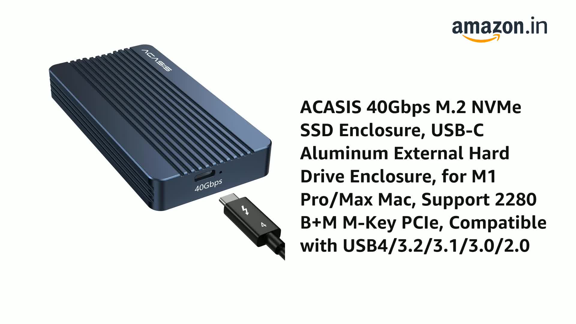 ACASIS 40Gbps M.2 NVMe SSD Enclosure, TBU 405 for M1 M2 Pro/Max
