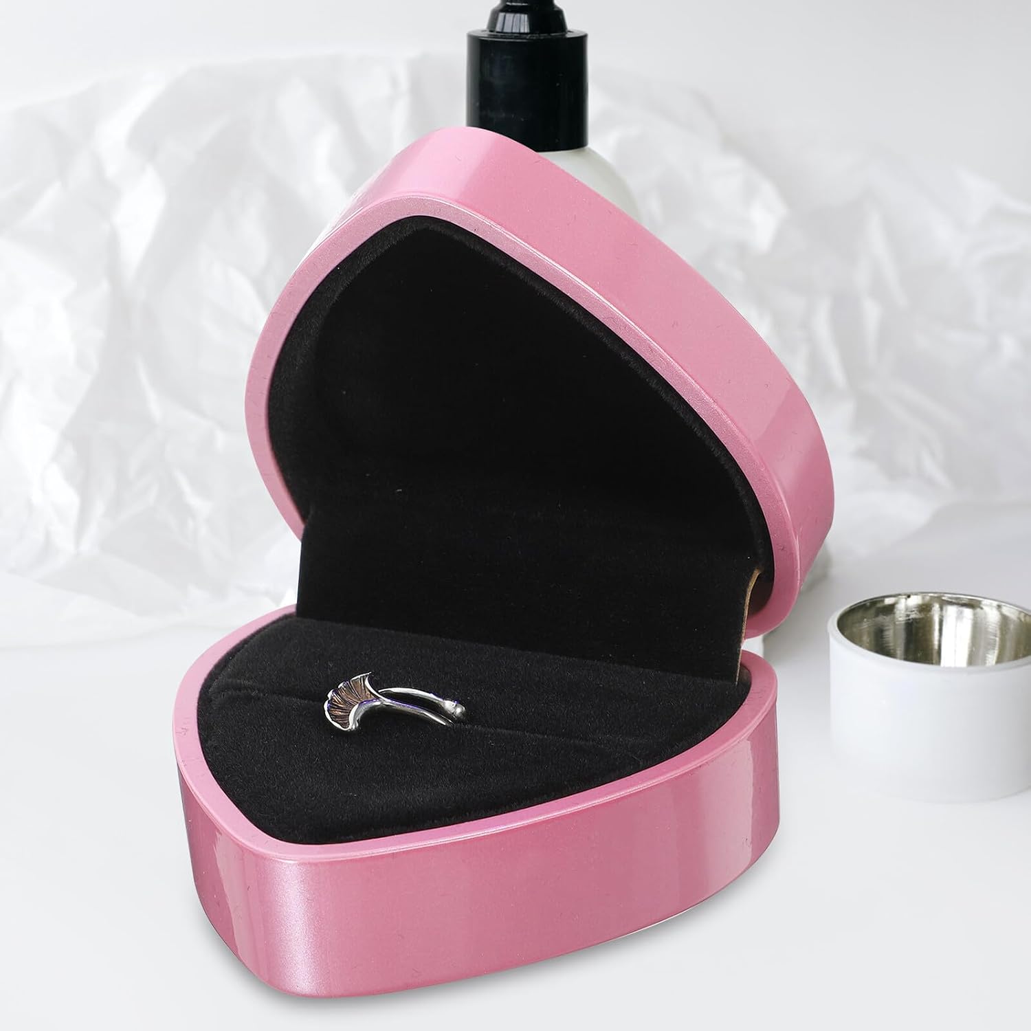 Proposal Ring Box Heart Shape with LED Light for Xmas image 5