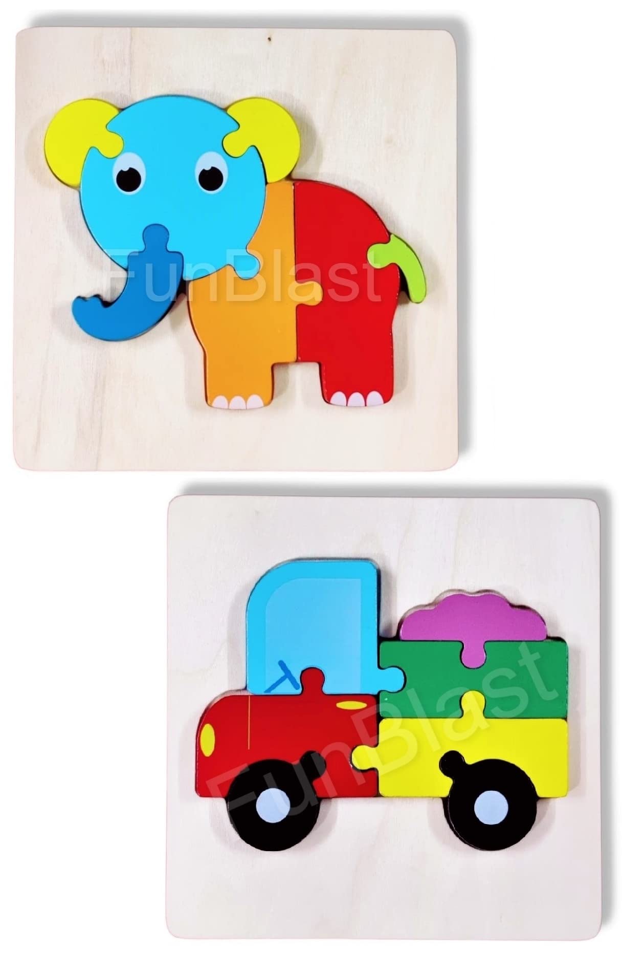 FunBlast Wooden Puzzles for Kids - Early Educational Toy, Elephant & Vehicle Puzzles for Kids, Return Gifts for Kids, Learning Toys, Puzzle for Kids, 3D Wooden Puzzle for Kids – Set of 2 (B0BHT85KJ4) Amazon Price History, Amazon Price Tracker
