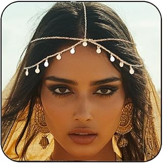 Sequins Boho Head Chain Jewelry Wedding Gold Headpiece Bohemian Headbands Halloween Costume Hair Accessories for Women