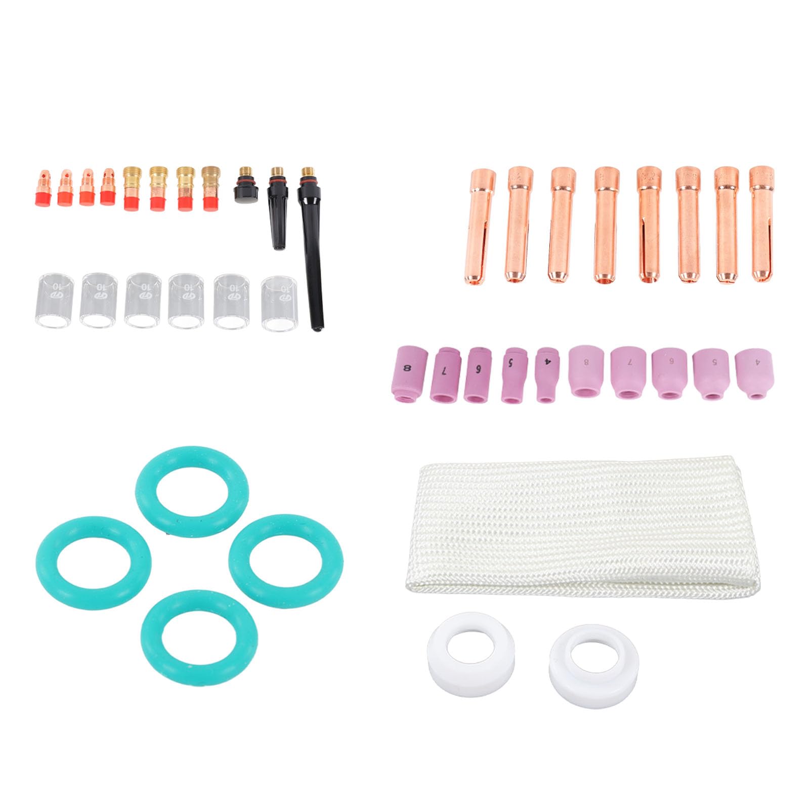 Accessori per Torce di Saldatura Tig 18 Wp17 per Attrezzatura per Pistola per Set di Pistole Ugelli di Saldatura per Pistola Vetro per Supporto Connettore in Ceramica 26 Kit 56