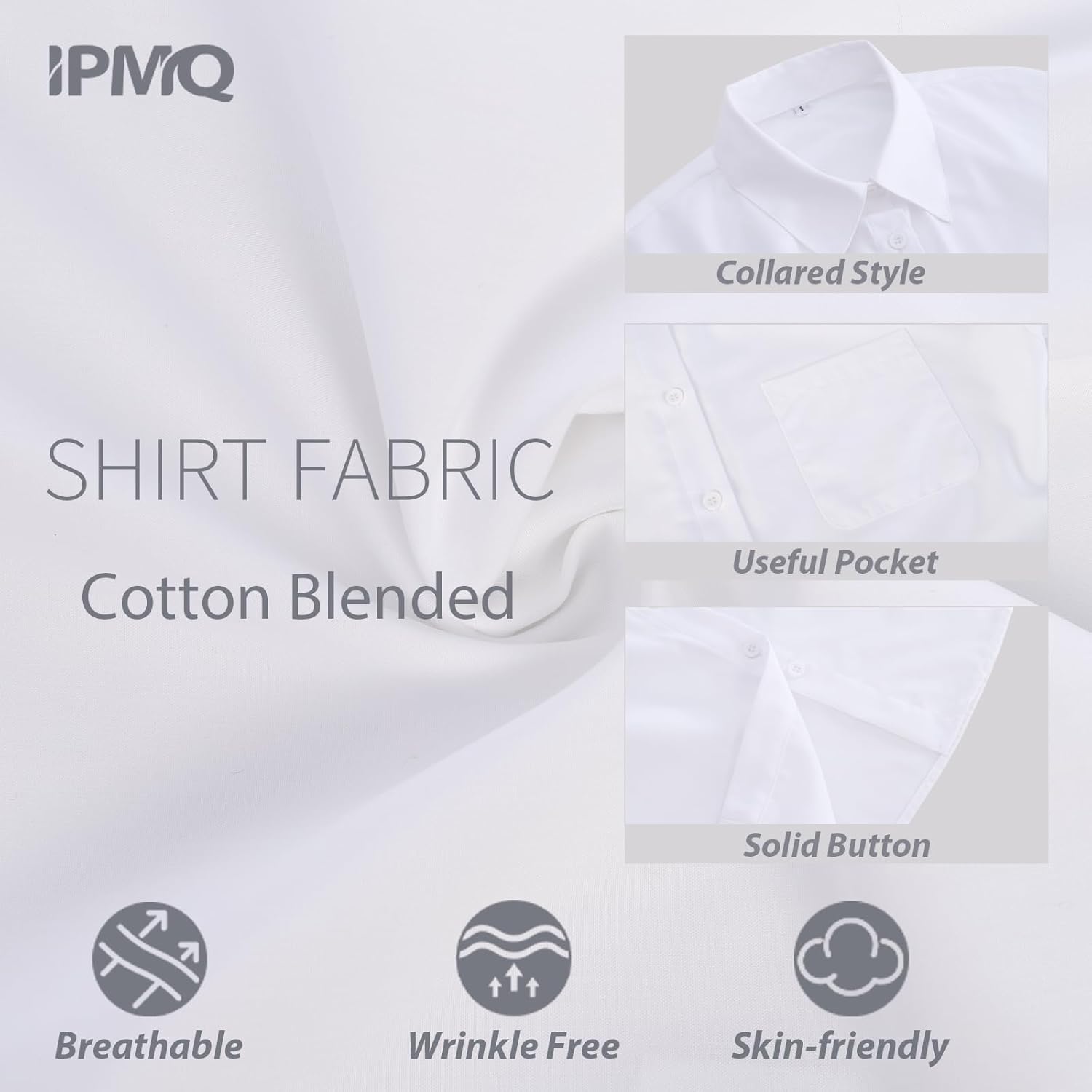 Womens Button Down Shirts Cotton Wrinkle Free Long Sleeve Tops Solid Stretch Dress Shirts Casual Work Office Blouses - Image 7