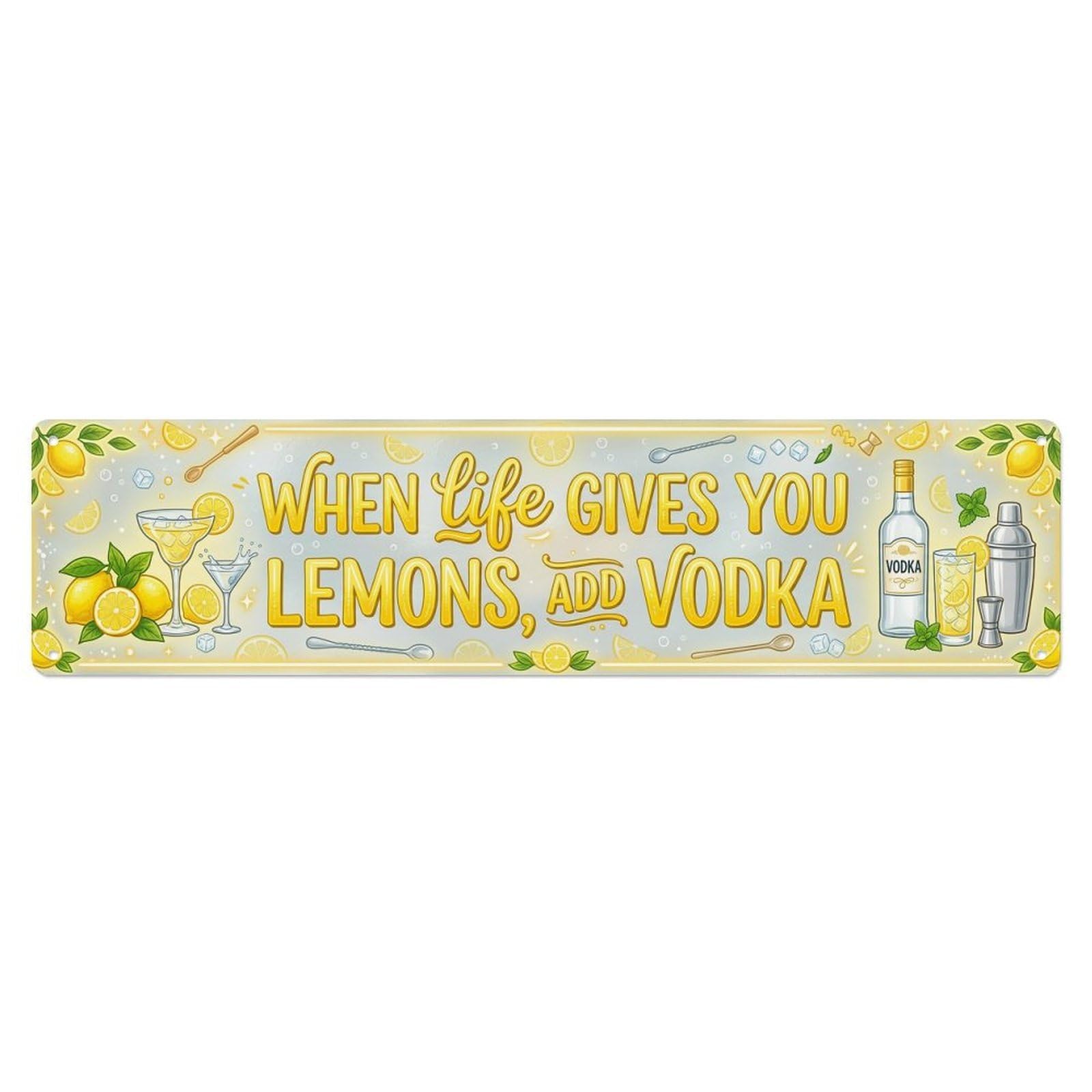 Lemon Vodka Bar Beverage Metal Tin Sign Plaque Wall Decor for Cafe, Club Bar, Office, Home Garden Metal Poster 4x16Inch