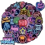 100 Pcs Neon Stickers for Kids Teens Adults, Waterproof Stickers for Water Bottle Laptop, Cool Neon Party Favors & Decorations