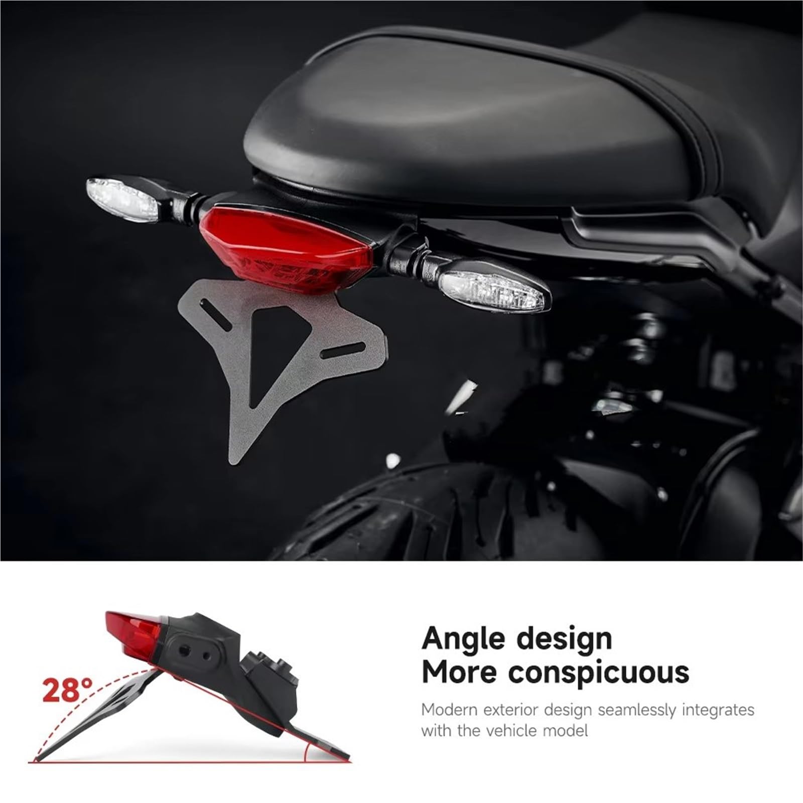para Trident 660 2021-UP Carcasa Cadena Motocicleta Cola Corta Trasera Soporte Matrícula Contrapunto Luz LED Soporte Matrícula Motocicleta(1 Set - Transparent)