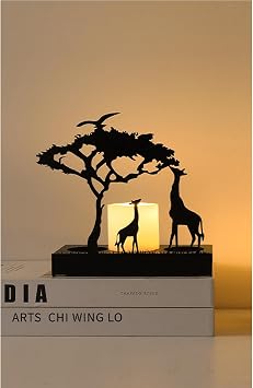 Giraffe Silhouettes Candle Holder, Black Metal Tea Light Candlesticks for Home Decor