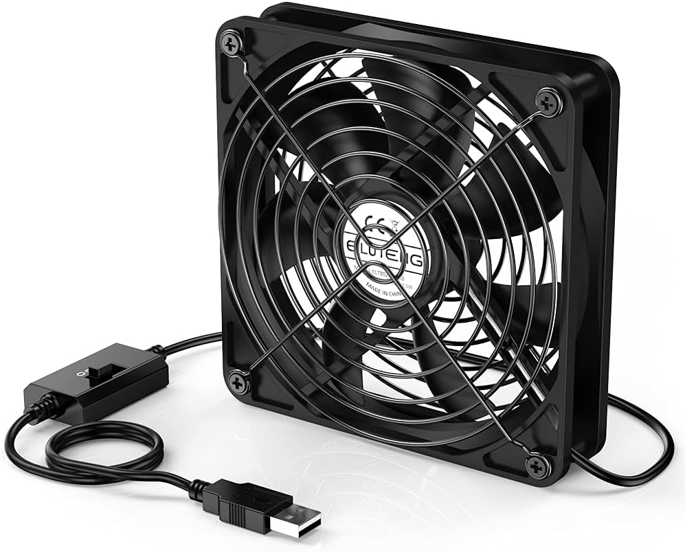 ELUTENG USB Fan 120 mm with 3 Adjustable Speed, 5 V 12 cm PC Fans for PC/TV Box/AV Cabinet/PS4/Router/Radio
