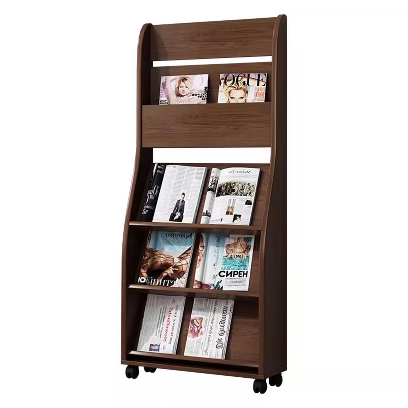 LJHFG63KUYT Newspaper Stand Wooden Magazine Storage Rack Information Floor Display House Plan Publicity Vertical Newspaper Shelves Literature Rack