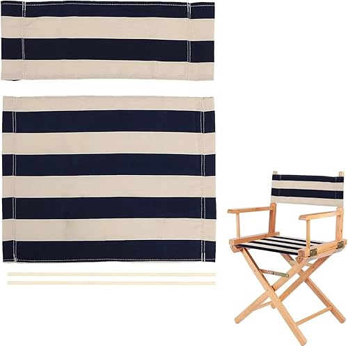 Funda de asiento de tela de lona de repuesto para silla de director, kit de funda plegable para silla de director, color negro, 21.2 pulgadas de